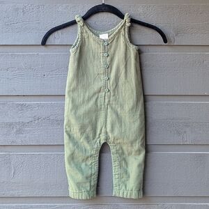 Hanna Andersson Cotton Gauze Doublecloth Overalls Olive Green 70cm 6-12 months